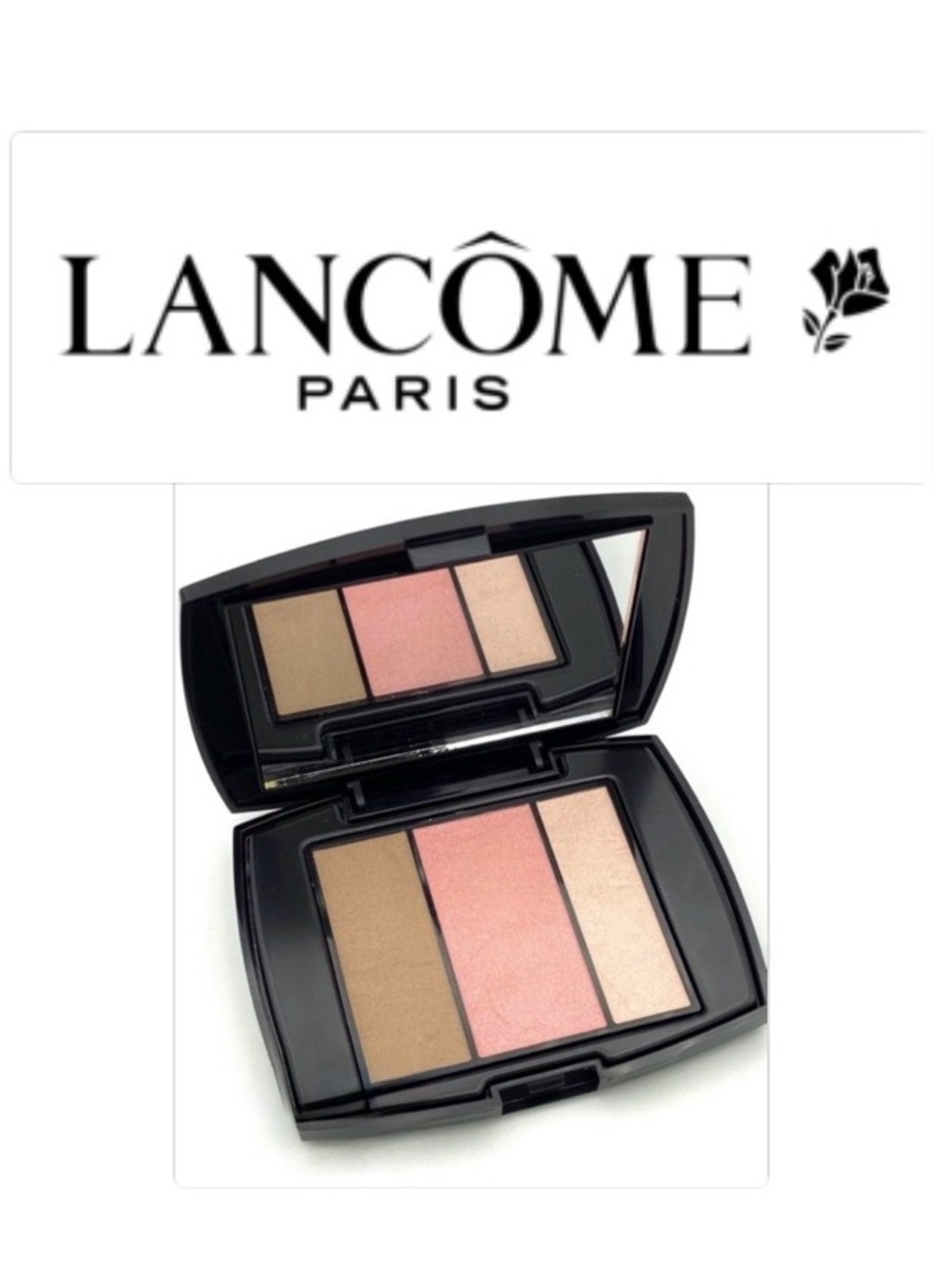 NEW [Lancôme] Subtil 3-in-1 Pallet Contour Blush Highlight Shade 323 Rose Flush - Picture 2 of 7